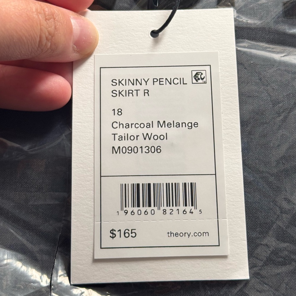 NWT Theory Charcoal Melange Gray Traceable Good Wool Skinny Pencil Skirt Size 18 - Picture 3 of 5